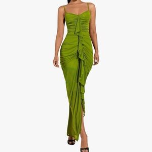 Floerns Women's Ruffle Ruched Cami Dress Draped Bodycon Maxi Dress Size XS NWT
